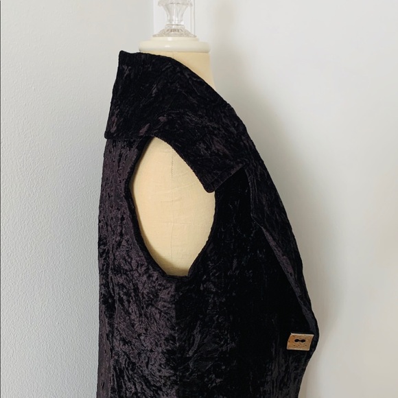 Jerry T Wide Lapel Crushed Velvet Vest Blk Sz S EC - Picture 7 of 13